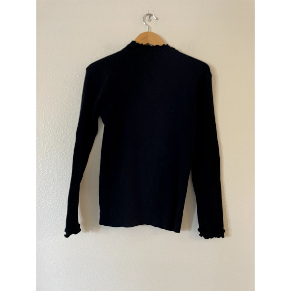 iClosam‎ Womens Scalloped Turtleneck Sweater Size L Black Cable Knit Long Sleeve